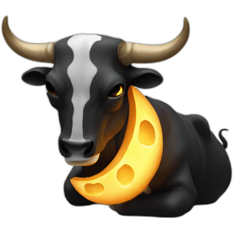 Black sweat whith bull skeleton with glowing emoji