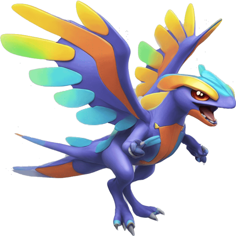 Colorful Neon Colors Vibrant Colors Flying Futuristic Fakémon-Pokémon-Creature Full Body emoji