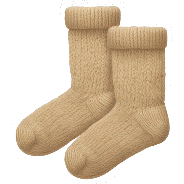 Pair of beige knitted socks emoji