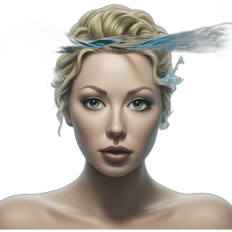 Hyper-realistic painting sculpture samantha saint under water emoji