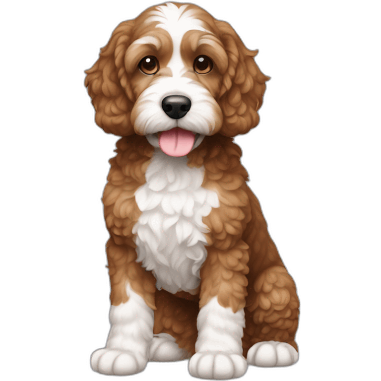 Reddish light brown cockapoo with white patch on chin full body emoji