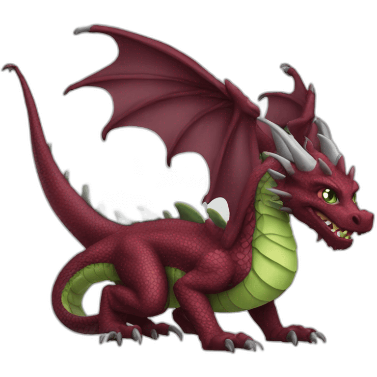 Burgundy dragon with green eyes grey claws emoji