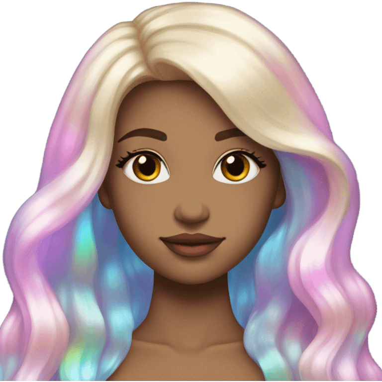 mermaid, magical, blonde hair, pink lips, iridescent, mystical, shiny, holographic, straight hair with highlights emoji