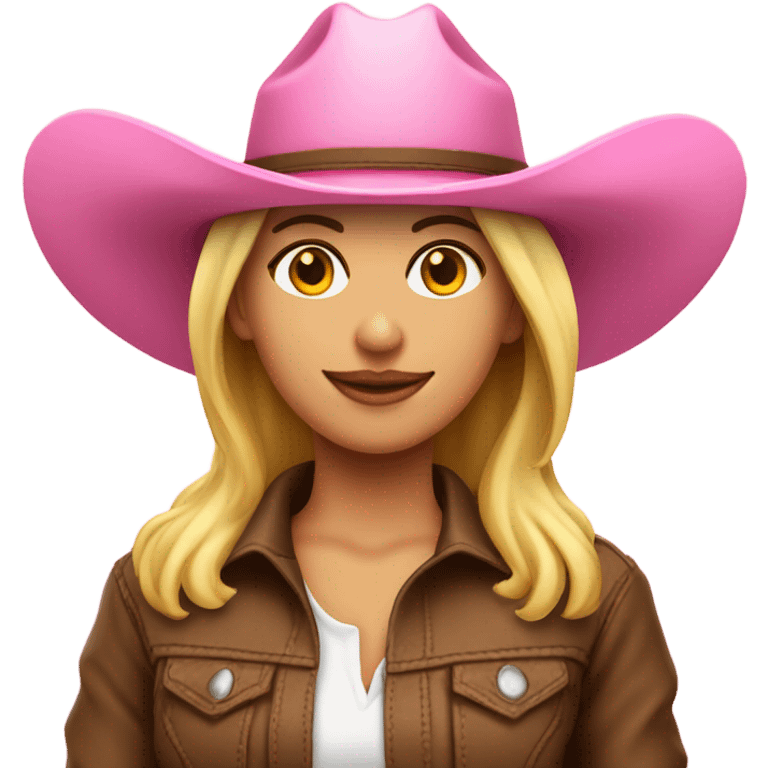 Mujer rubia con un sombrero de cowboy rosa emoji