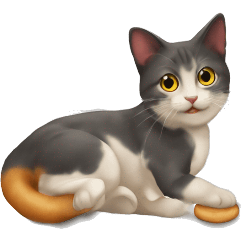 kedi simit yiyor ve gülümsüyor emoji