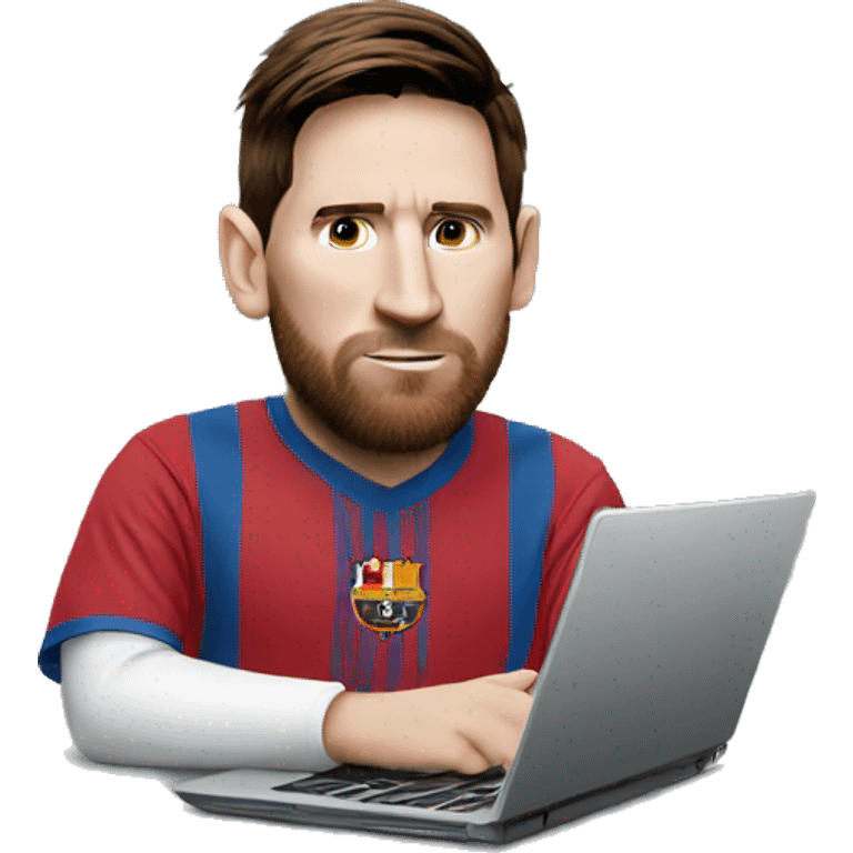 messi sitting with laptop looking to left emoji