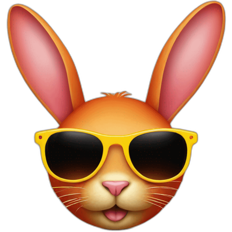 red bunny with yellow round sunglasses emoji