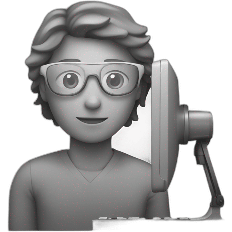 a person behind a computer in grayscale emoji