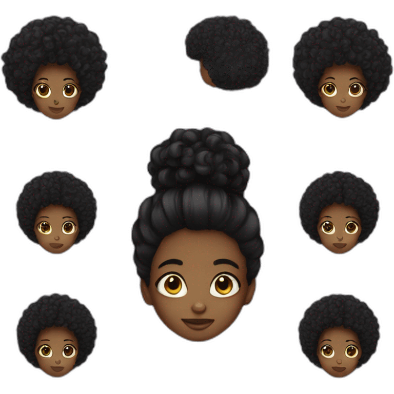 Afro black hair black girl emoji