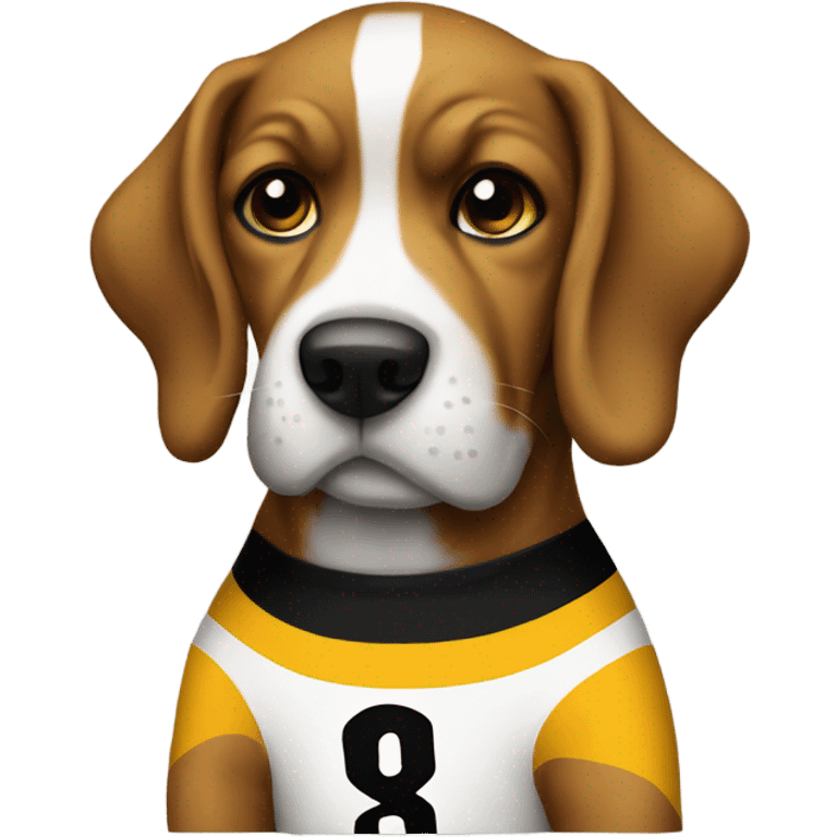 Dog wearing Steeler jersey emoji