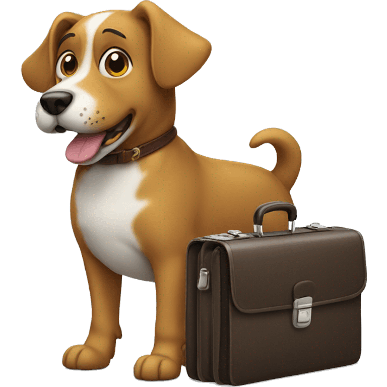 dog holds briefcase emoji