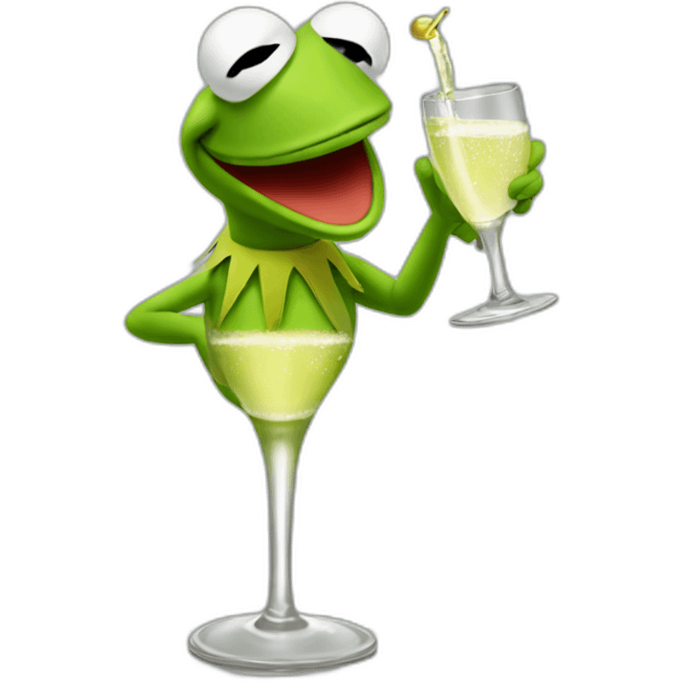 kermit frog drinking prosecco emoji