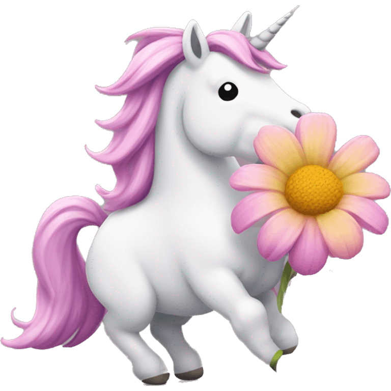 Unicorn pooping flowers emoji