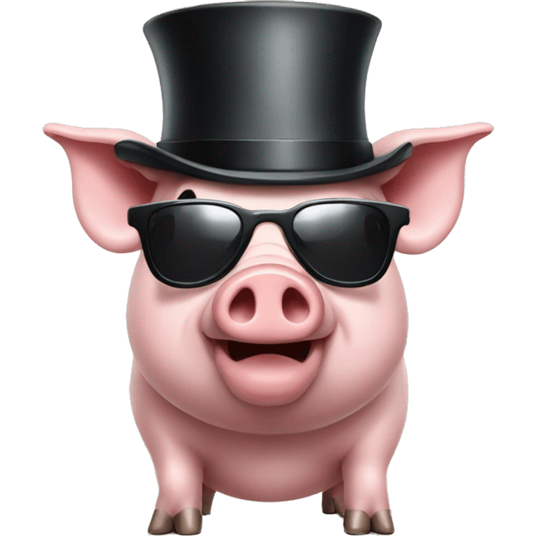 pig with sunglasses wearing a top hat emoji