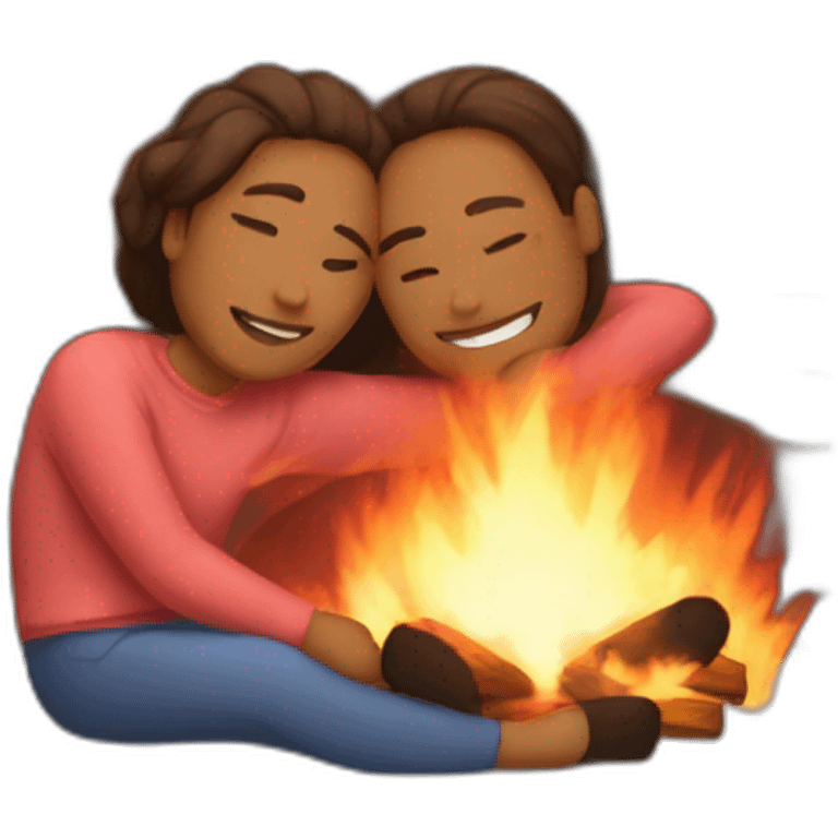 Cuddling in front of the fire emoji