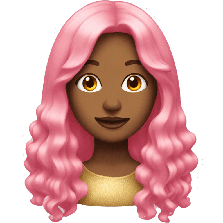 pink and gold long wig emoji