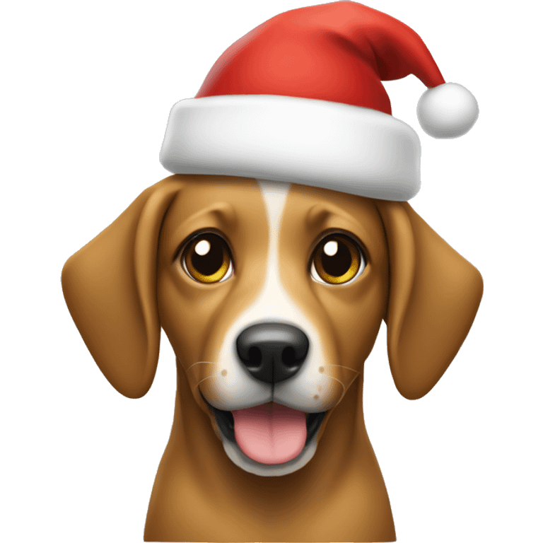 Dog with a christmas hat emoji