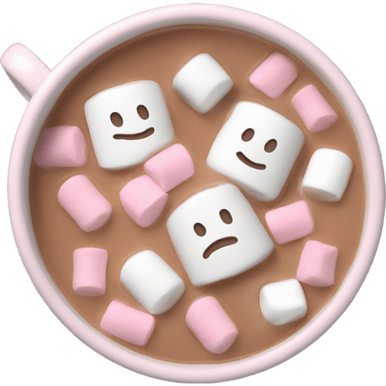 Light Pink mug of hot chocolate with marshmallows  emoji