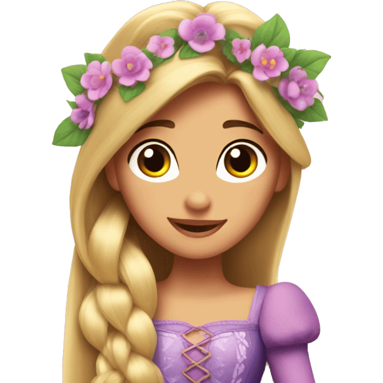 Princess Rapunzel with flowers on her head emoji