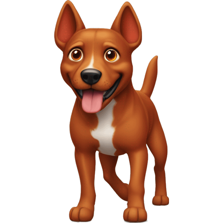 solid red dog with pointed ears running emoji