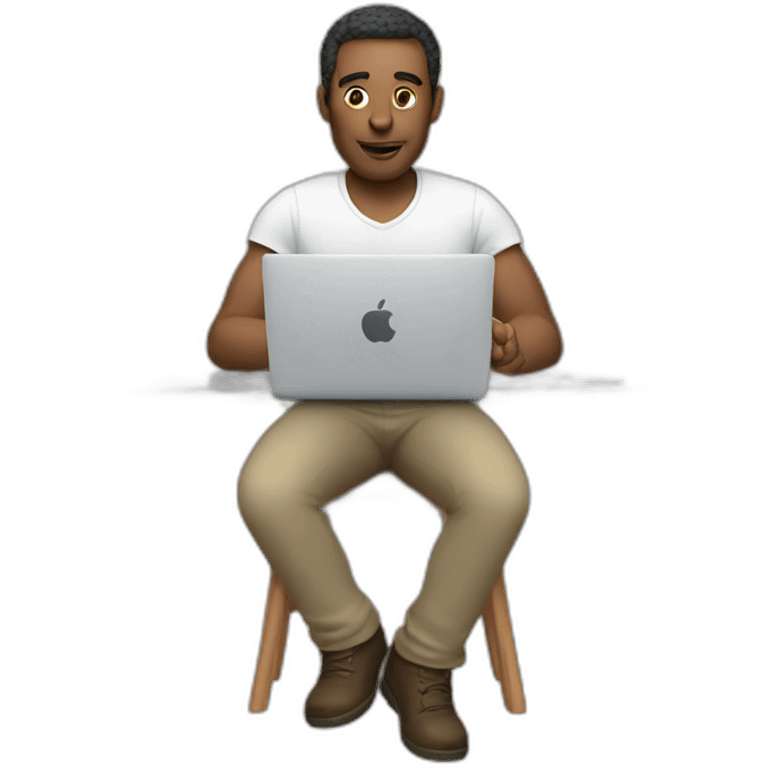 Rick working with Macbook emoji