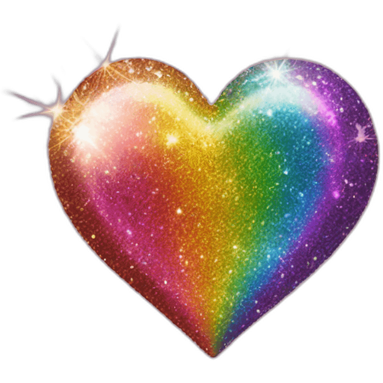 Rainbow glitter sparkle heart emoji