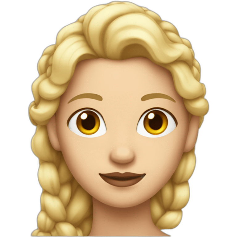 queen face emoji with white skin and split hair, left half Brown and right half blonde emoji