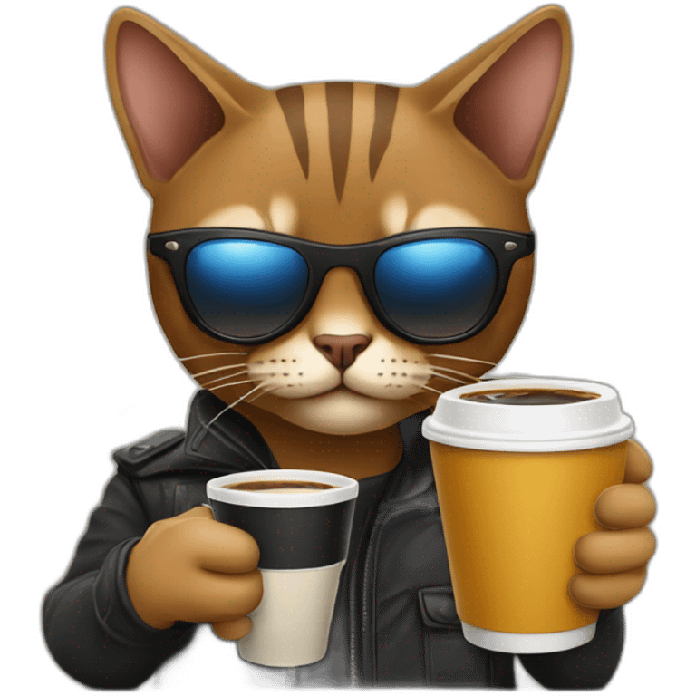 gangster-with-a-Abyssinian cat-gun-and-sunglasses-drinking-coffee emoji