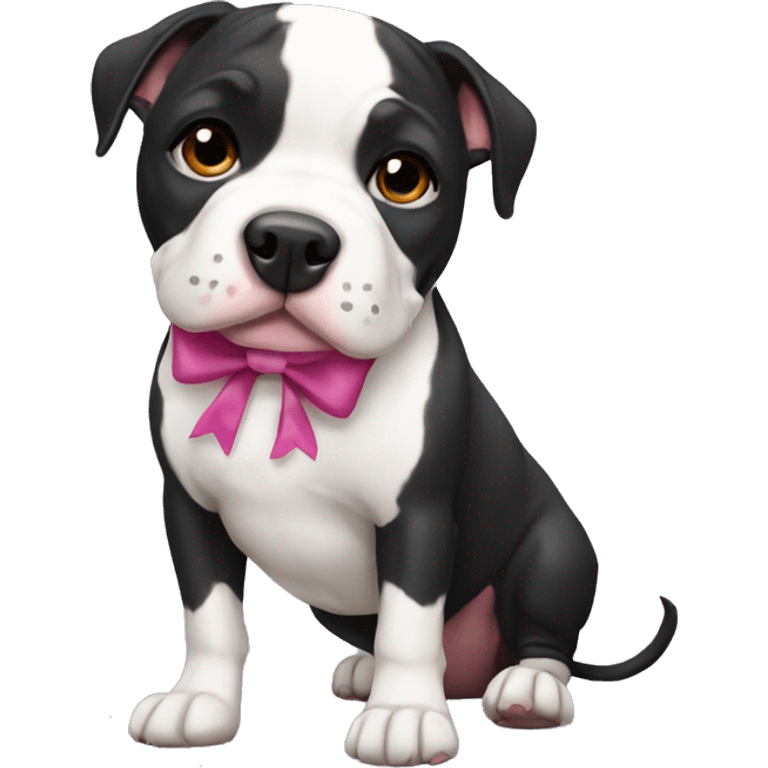 Black and White pitbull with bow emoji