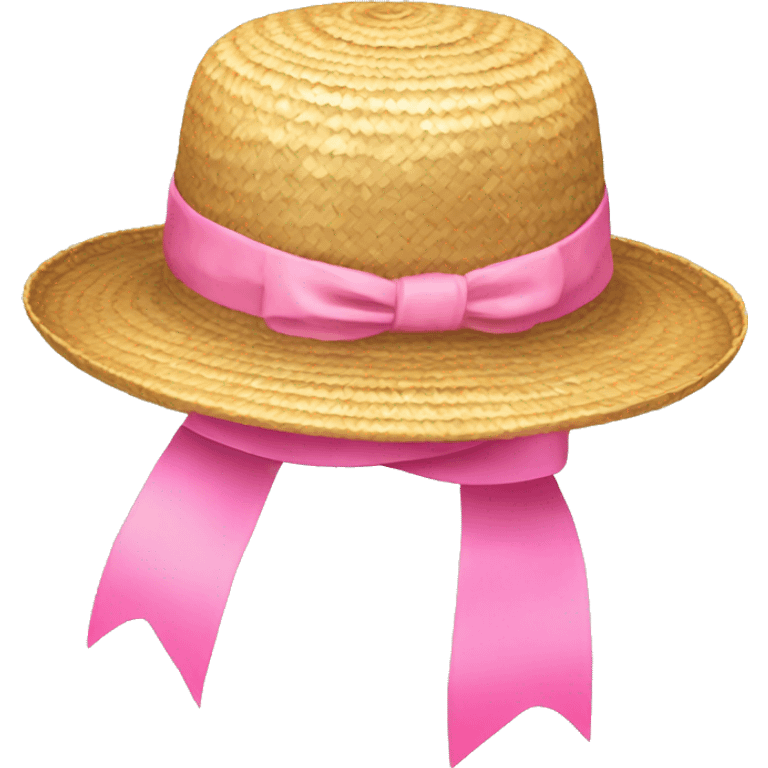 Straw beach hat with pink ribbon  emoji