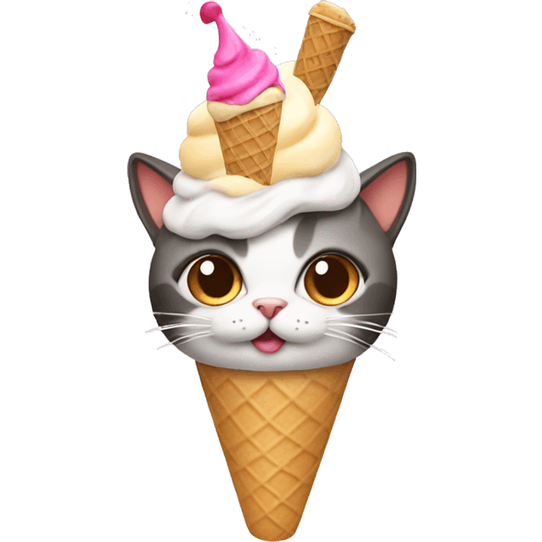 Cat wearing an ice cream hat  emoji