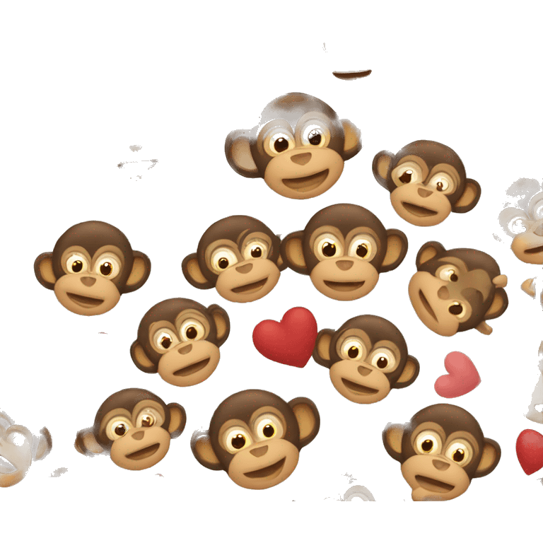 Hearts around monkey face emoji