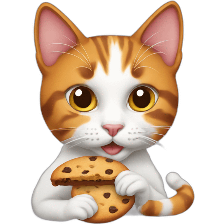 Calico cat eating à cookie emoji