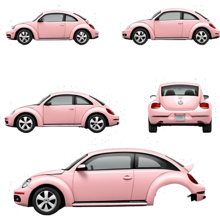 Blush pink 2007 Volkswagen Beetle side view emoji