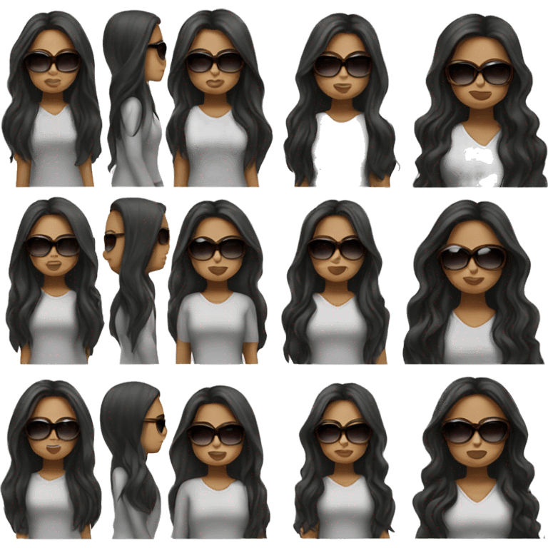 Girl with dark long hair and with sunglasses  emoji