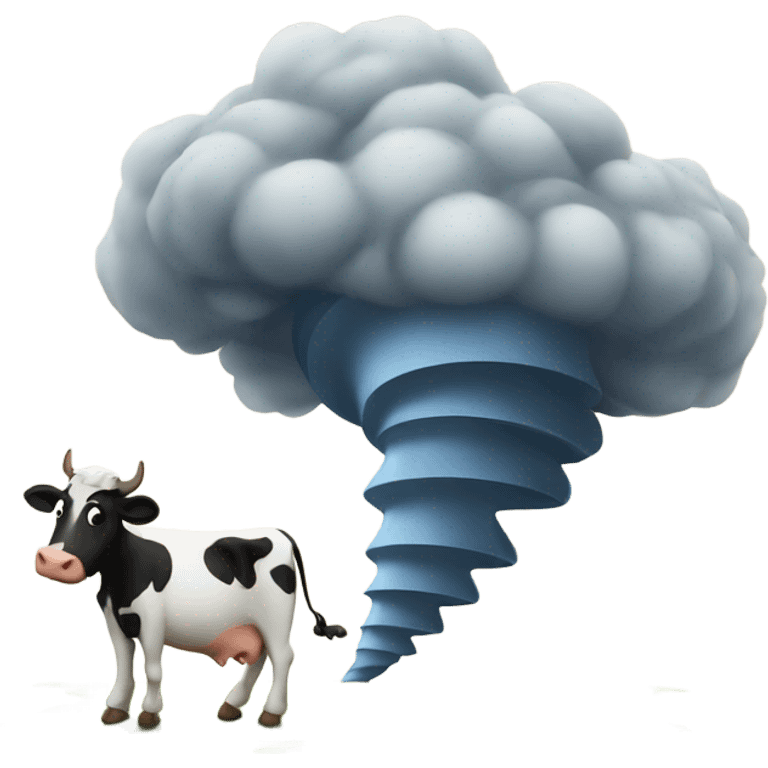 Tornado carrying a cow emoji