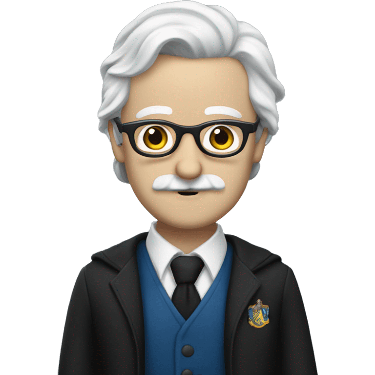 componist, man with white skin,hair is straight and black, a black mustache, glasses, ravenclaw emoji