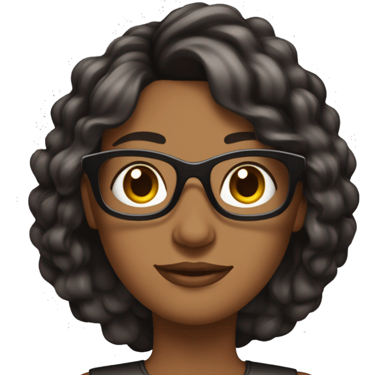 mulher negra de cabelo liso com mechas marrons e com óculos de formato arredondado emoji