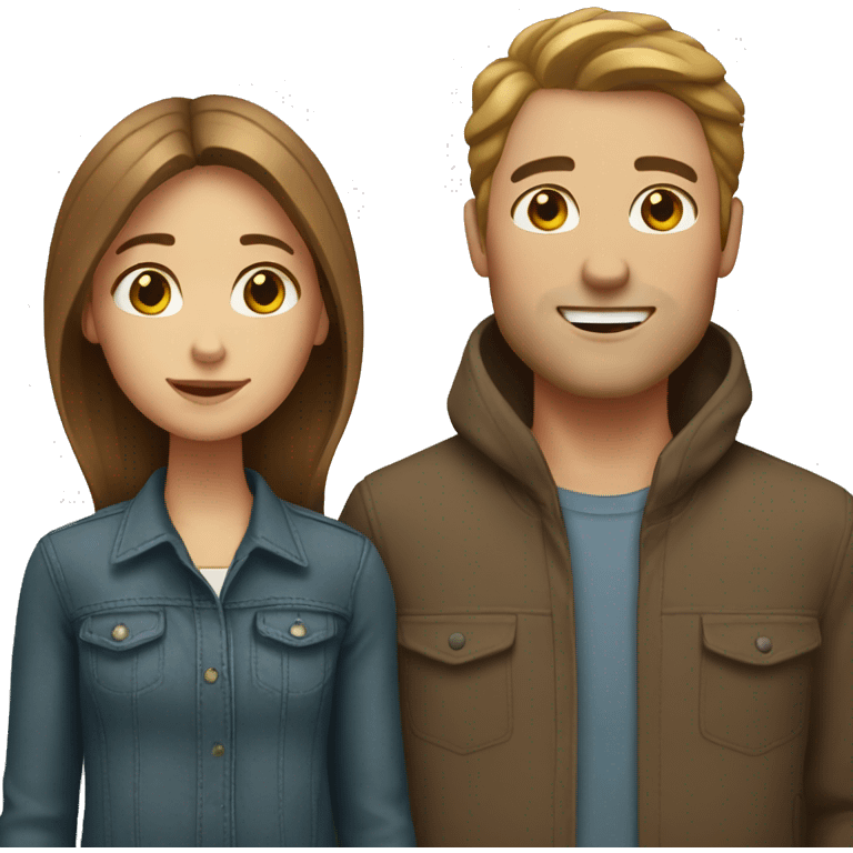 White couple with brown hair emoji