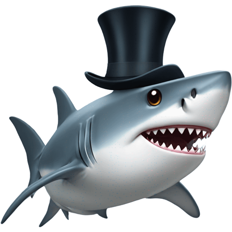 Shark with a top hat emoji