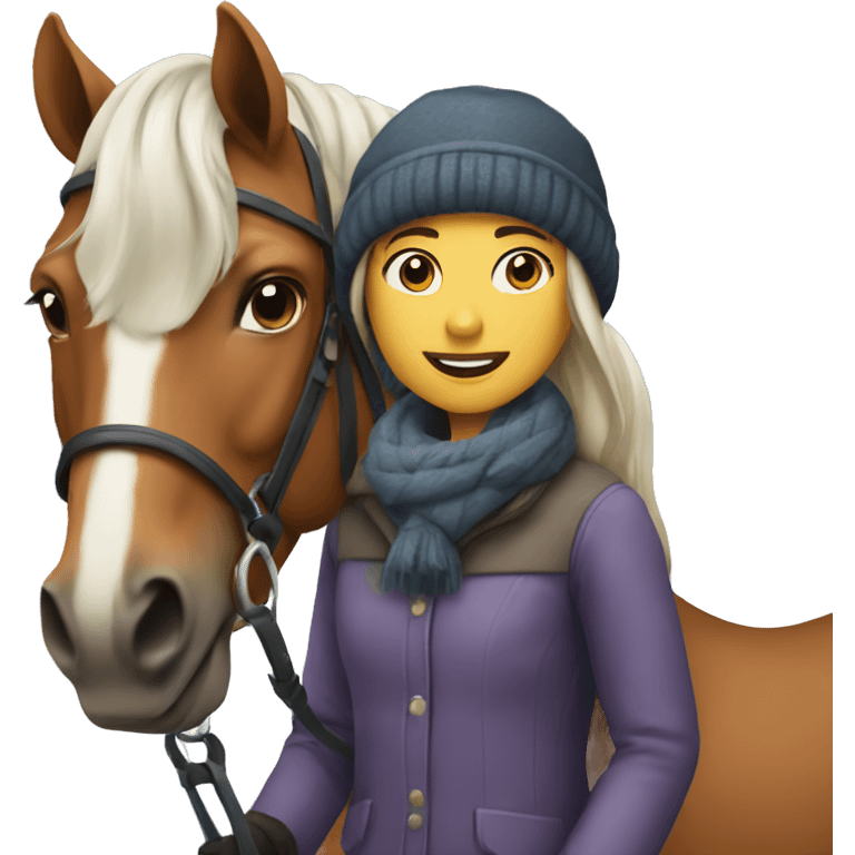 A girl in a horse during winter  emoji