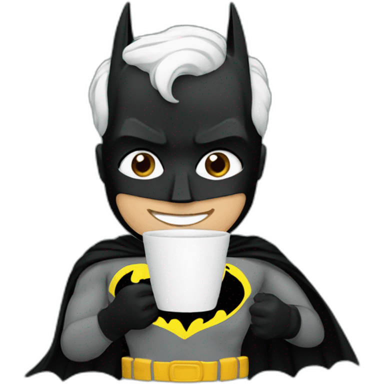 batman holding a cup of coffee emoji