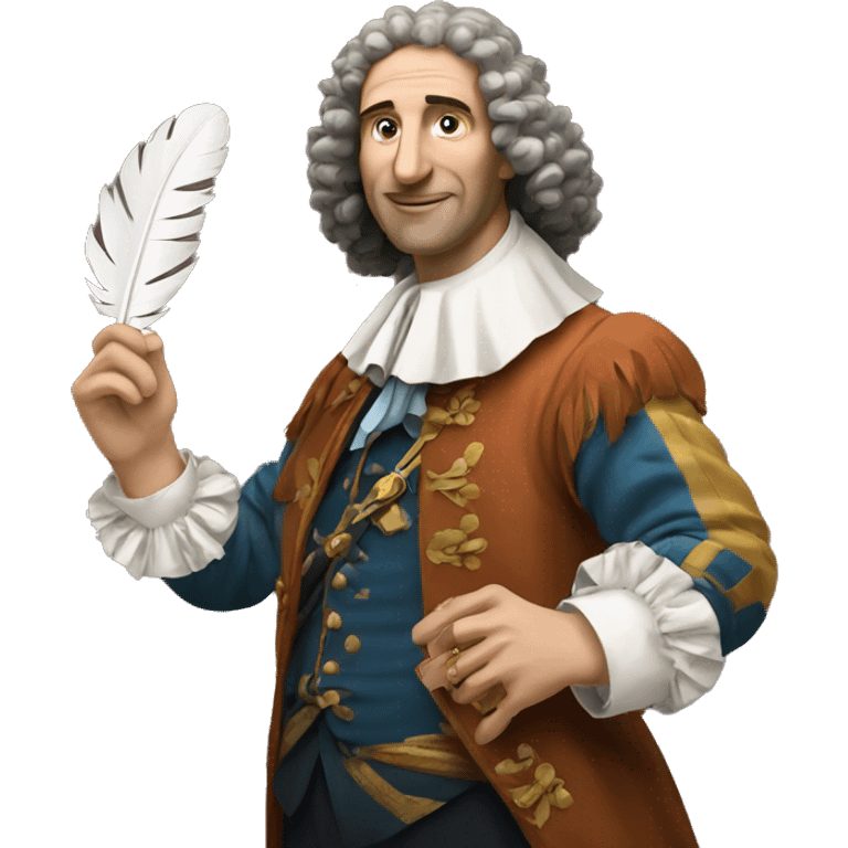 Molière holding a feather in his hand emoji