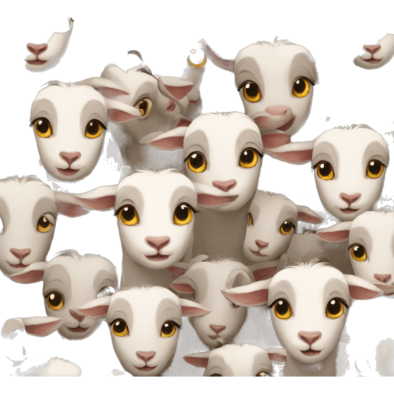 lots of goat faces emoji