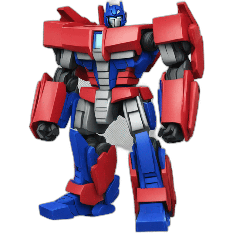 Transformer red blue power stand up side right leg front left leg back emoji