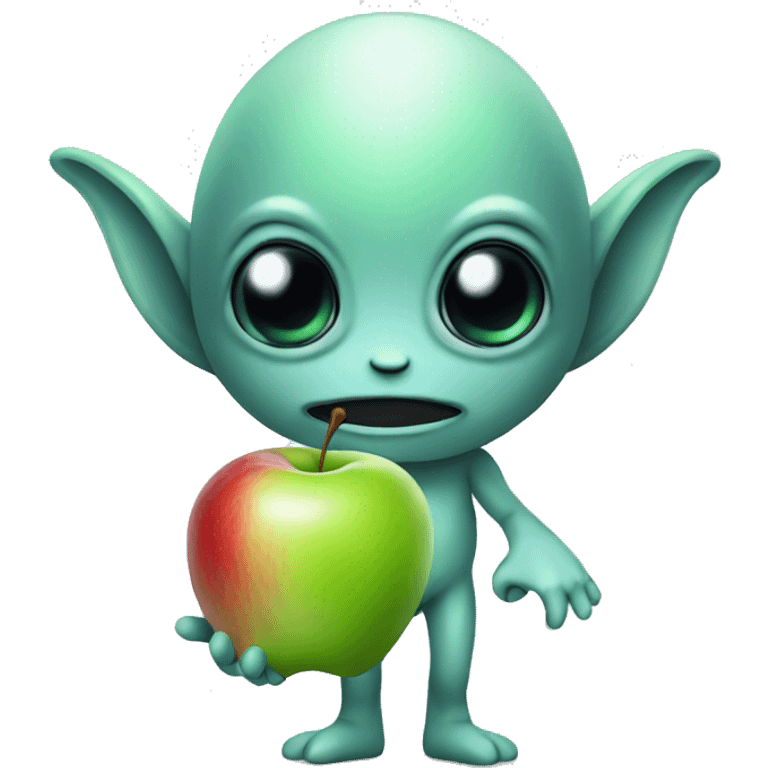 Alien with apple emoji