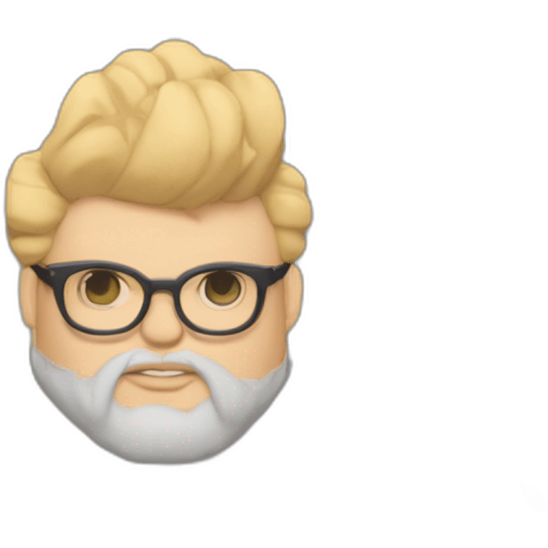 Chubby non binary Big lebowsky round glasses mid-lenght blond hair chaotic res beard vaporizer emoji