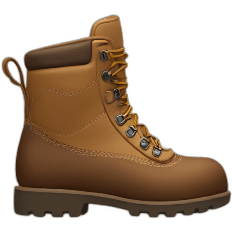 A pair of brown army mountain boots  emoji