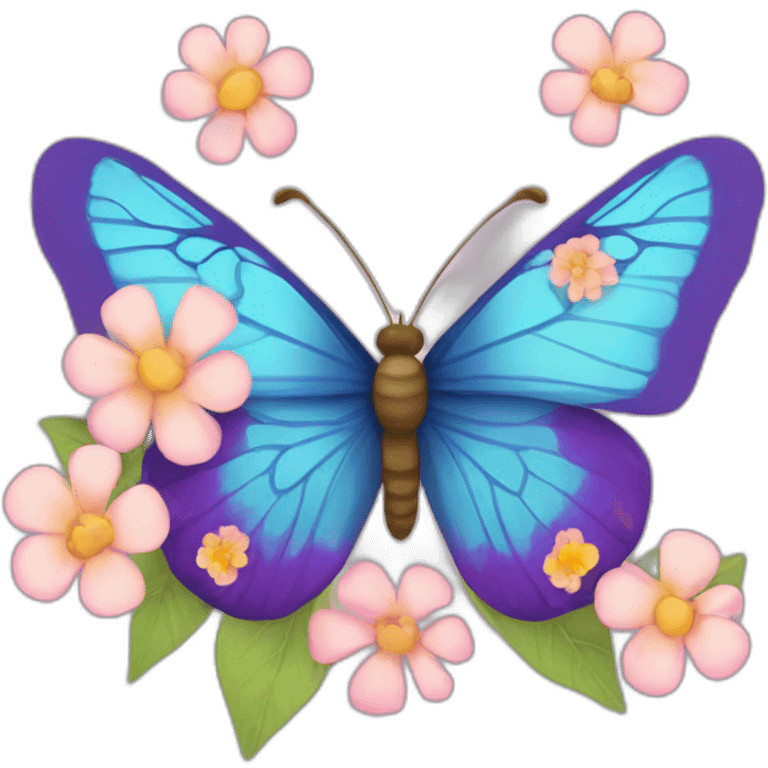 Butterfly with flowers emoji