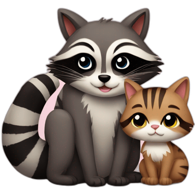 raccoon and cat love emoji